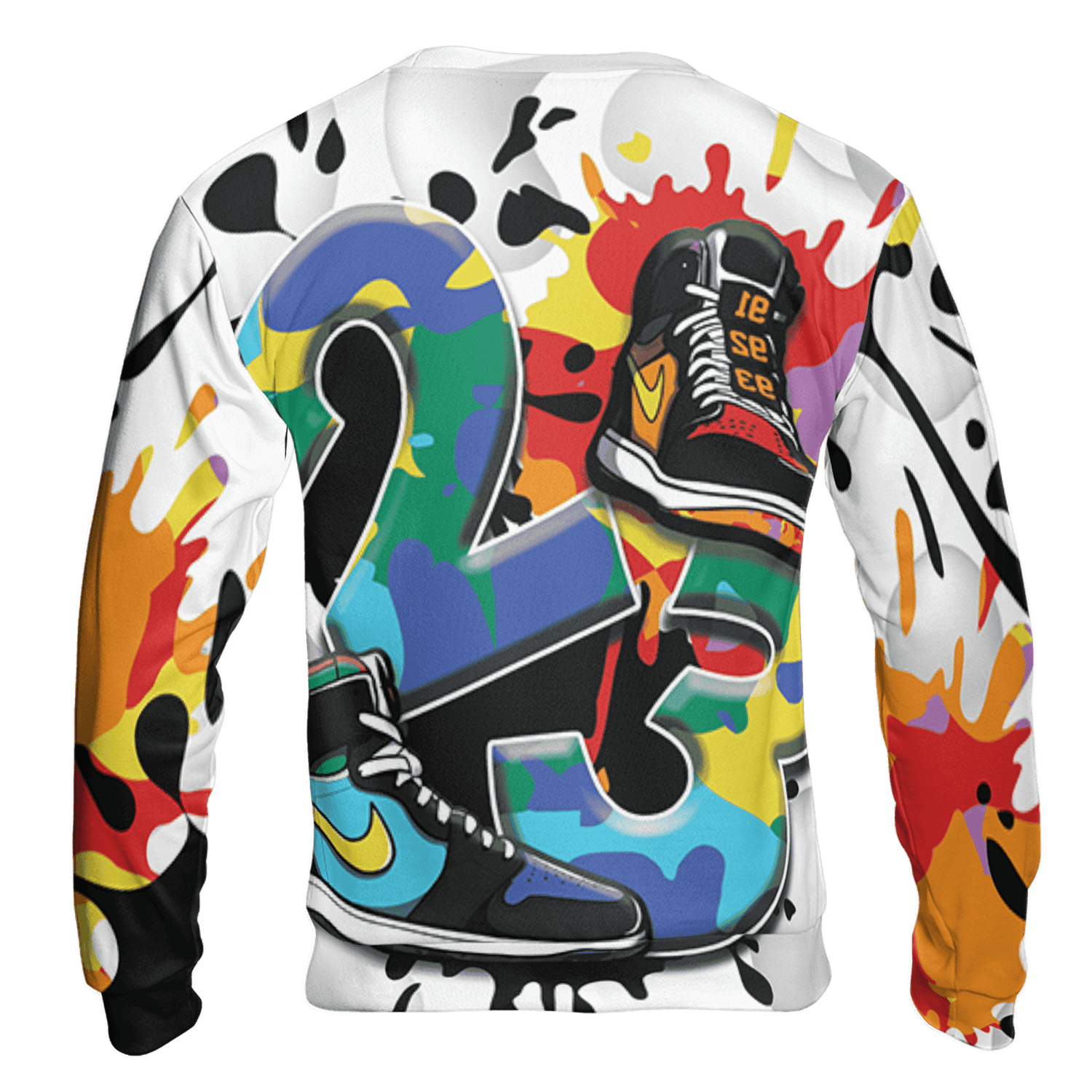 Mid GS Six Championships 1s Sweatshirt Match Number 23 Paint White Monochrome Ball 3D All-Over Print - NastyJamz