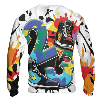 Mid GS Six Championships 1s Sweatshirt Match Number 23 Paint White Monochrome Ball 3D All-Over Print - NastyJamz