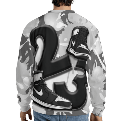 Retro High OG Black White 1s Sweatshirt Match Number 23 Paint White Monochrome Ball 3D All-Over Print - NastyJamz