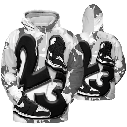 Retro High OG Black White 1s Hoodie Match Number 23 Paint White Monochrome Ball 3D All-Over Print - NastyJamz