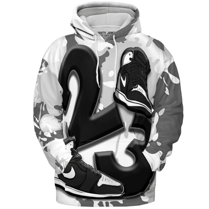 Retro High OG Black White 1s Hoodie Match Number 23 Paint White Monochrome Ball 3D All-Over Print - NastyJamz