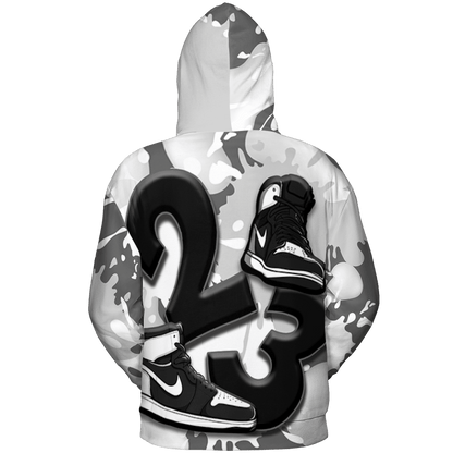 Retro High OG Black White 1s Hoodie Match Number 23 Paint White Monochrome Ball 3D All-Over Print - NastyJamz
