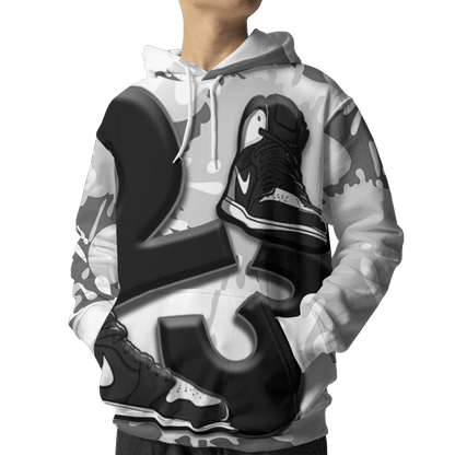 Retro High OG Black White 1s Hoodie Match Number 23 Paint White Monochrome Ball 3D All-Over Print - NastyJamz