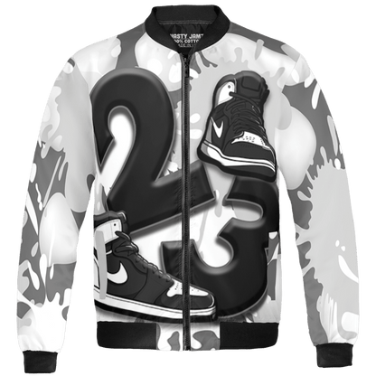 Retro High OG Black White 1s Jacket Match Number 23 Paint White Monochrome Ball 3D All-Over Print - NastyJamz