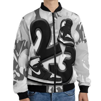 Retro High OG Black White 1s Jacket Match Number 23 Paint White Monochrome Ball 3D All-Over Print - NastyJamz
