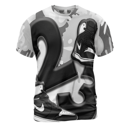 Retro High OG Black White 1s T Shirt Match Number 23 Paint White Monochrome Ball 3D All-Over Print - NastyJamz