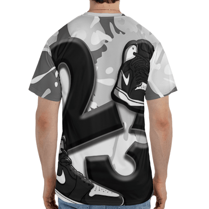 Retro High OG Black White 1s T Shirt Match Number 23 Paint White Monochrome Ball 3D All-Over Print - NastyJamz