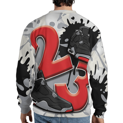 Bred Reimagined 4s Sweatshirt Match Number 23 Paint White Monochrome Ball 3D All-Over Print - NastyJamz