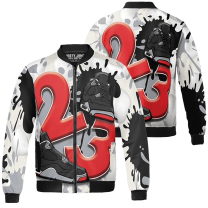 Bred Reimagined 4s Jacket Match Number 23 Paint White Monochrome Ball 3D All-Over Print - NastyJamz