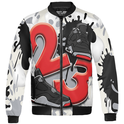 Bred Reimagined 4s Jacket Match Number 23 Paint White Monochrome Ball 3D All-Over Print - NastyJamz