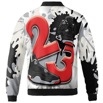 Bred Reimagined 4s Jacket Match Number 23 Paint White Monochrome Ball 3D All-Over Print - NastyJamz
