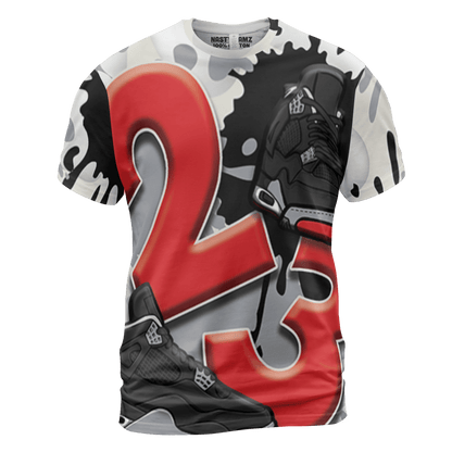 Bred Reimagined 4s T Shirt Match Number 23 Paint White Monochrome Ball 3D All-Over Print - NastyJamz