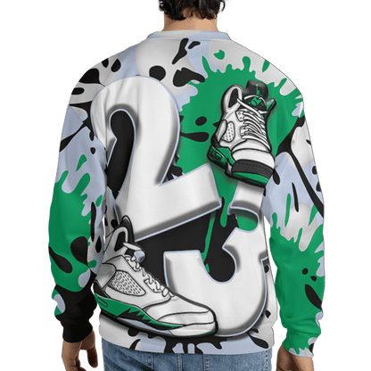 Lucky Green 5s Sweatshirt Match Number 23 Paint White Monochrome Ball 3D All-Over Print - NastyJamz