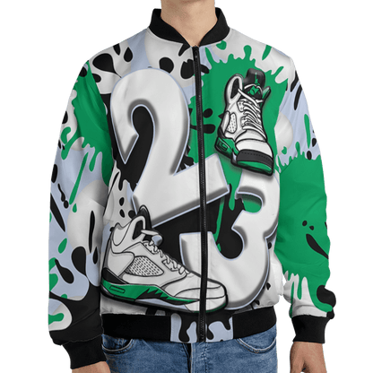 Lucky Green 5s Jacket Match Number 23 Paint White Monochrome Ball 3D All-Over Print - NastyJamz