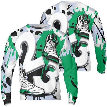 Lucky Green 5s Sweatshirt Match Number 23 Paint White Monochrome Ball 3D All-Over Print - NastyJamz