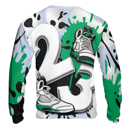 Lucky Green 5s Sweatshirt Match Number 23 Paint White Monochrome Ball 3D All-Over Print - NastyJamz
