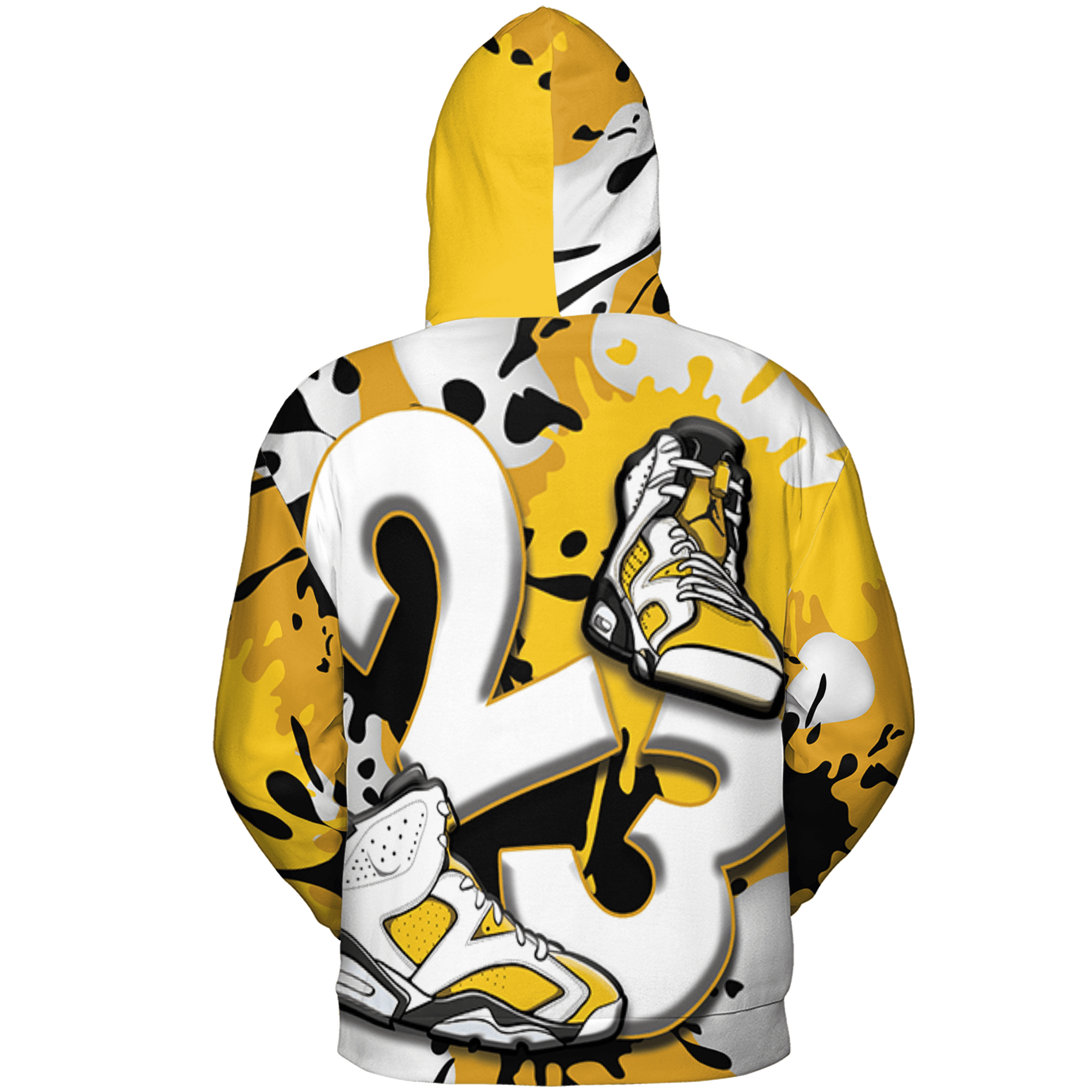 Yellow Ochre 6s Hoodie Match Number 23 Paint White Monochrome Ball 3D All-Over Print - NastyJamz