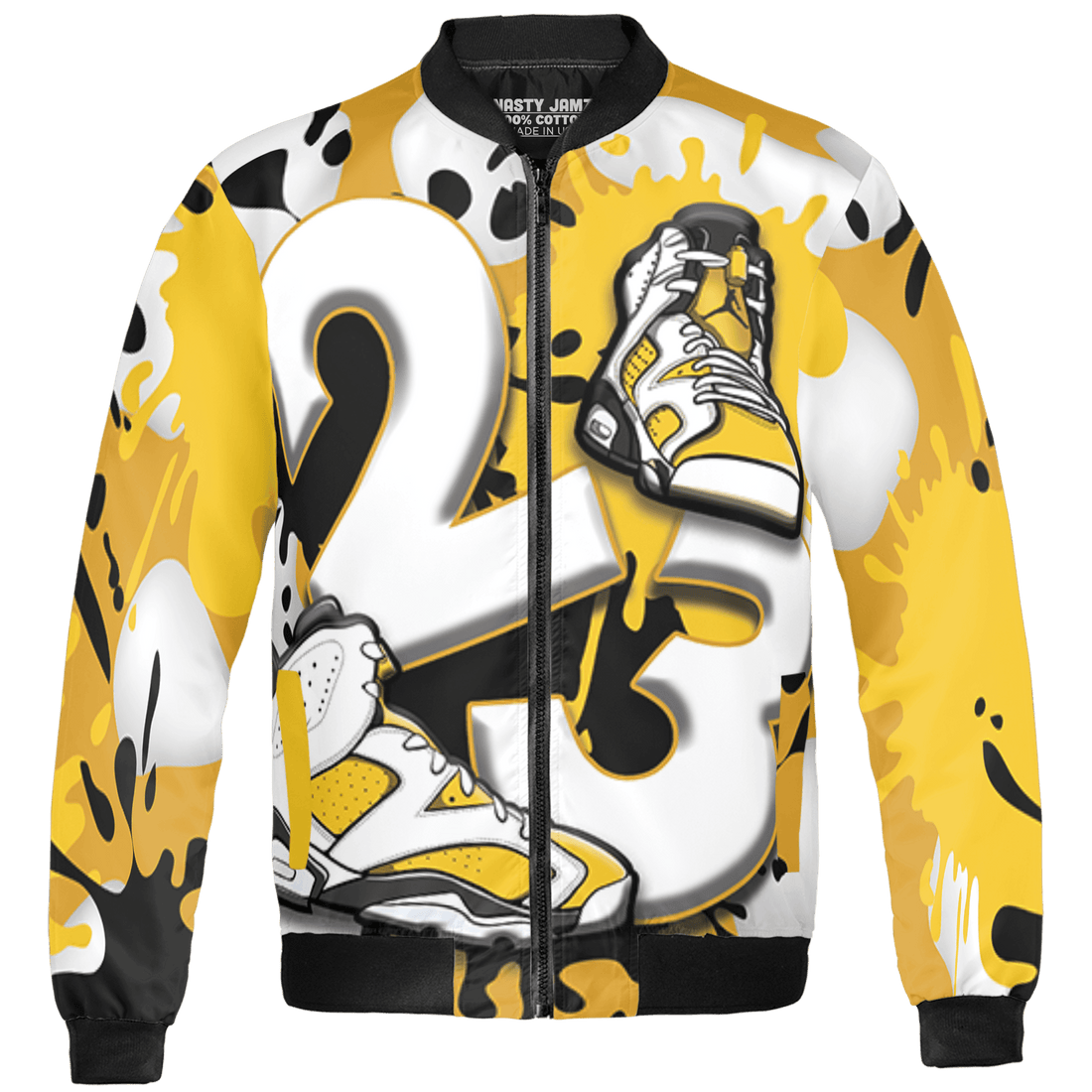 Yellow Ochre 6s Jacket Match Number 23 Paint White Monochrome Ball 3D All-Over Print - NastyJamz