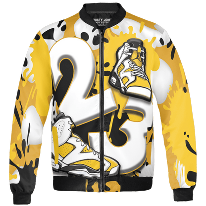 Yellow Ochre 6s Jacket Match Number 23 Paint White Monochrome Ball 3D All-Over Print - NastyJamz