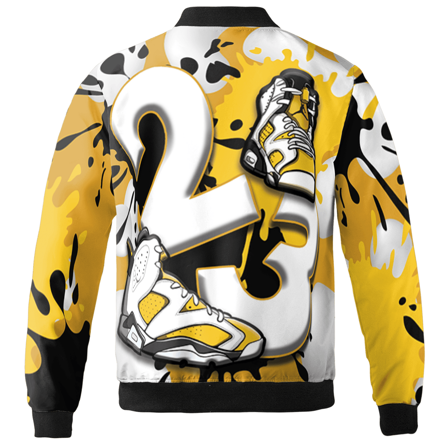 Yellow Ochre 6s Jacket Match Number 23 Paint White Monochrome Ball 3D All-Over Print - NastyJamz