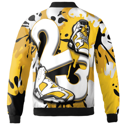 Yellow Ochre 6s Jacket Match Number 23 Paint White Monochrome Ball 3D All-Over Print - NastyJamz