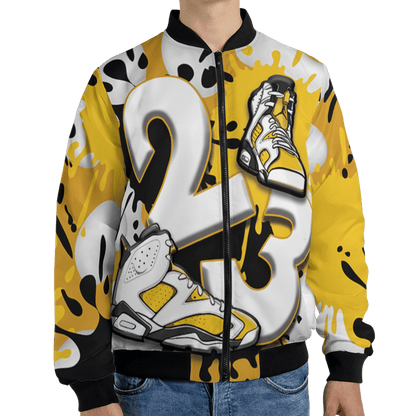 Yellow Ochre 6s Jacket Match Number 23 Paint White Monochrome Ball 3D All-Over Print - NastyJamz