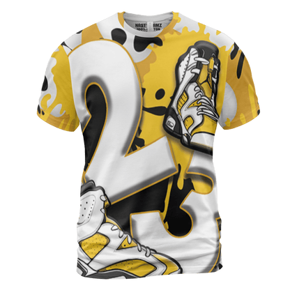 Yellow Ochre 6s T Shirt Match Number 23 Paint White Monochrome Ball 3D All-Over Print - NastyJamz