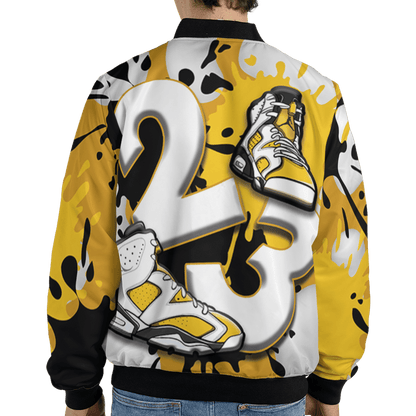 Yellow Ochre 6s Jacket Match Number 23 Paint White Monochrome Ball 3D All-Over Print - NastyJamz