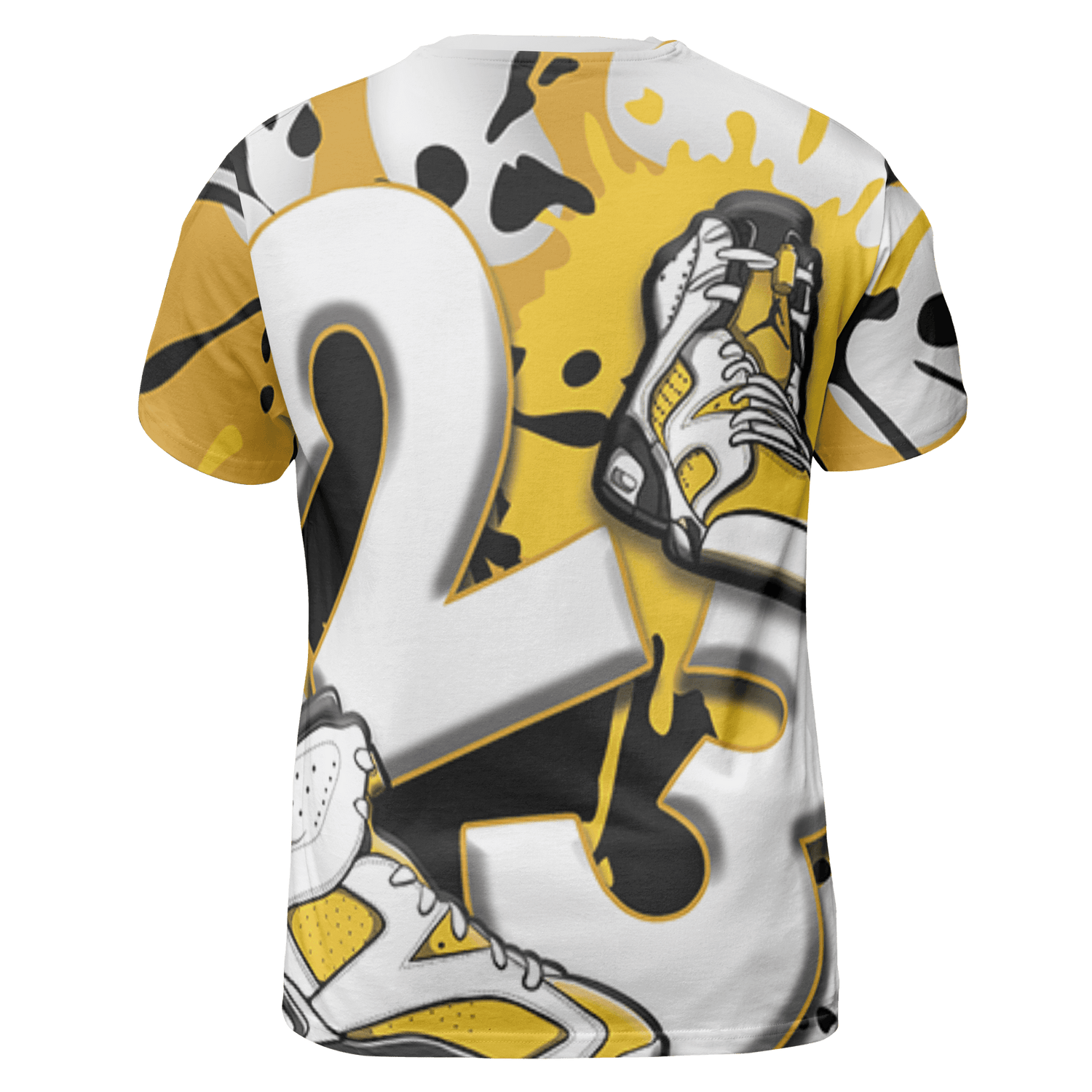 Yellow Ochre 6s T Shirt Match Number 23 Paint White Monochrome Ball 3D All-Over Print - NastyJamz