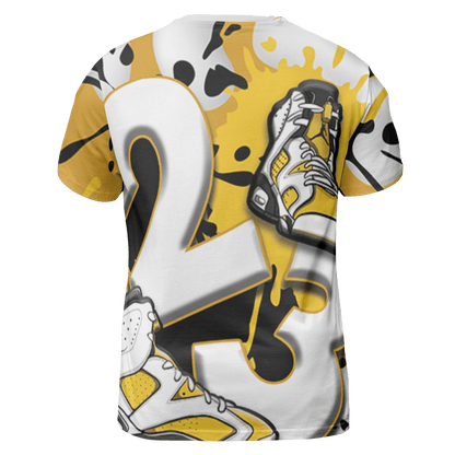 Yellow Ochre 6s T Shirt Match Number 23 Paint White Monochrome Ball 3D All-Over Print - NastyJamz