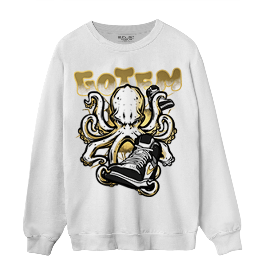 Mid SE Black Gold 1s Sweatshirt Match Octopus Got Em - NastyJamz