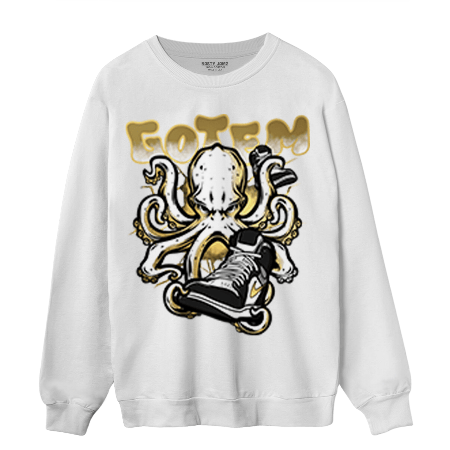 Mid SE Black Gold 1s Sweatshirt Match Octopus Got Em - NastyJamz