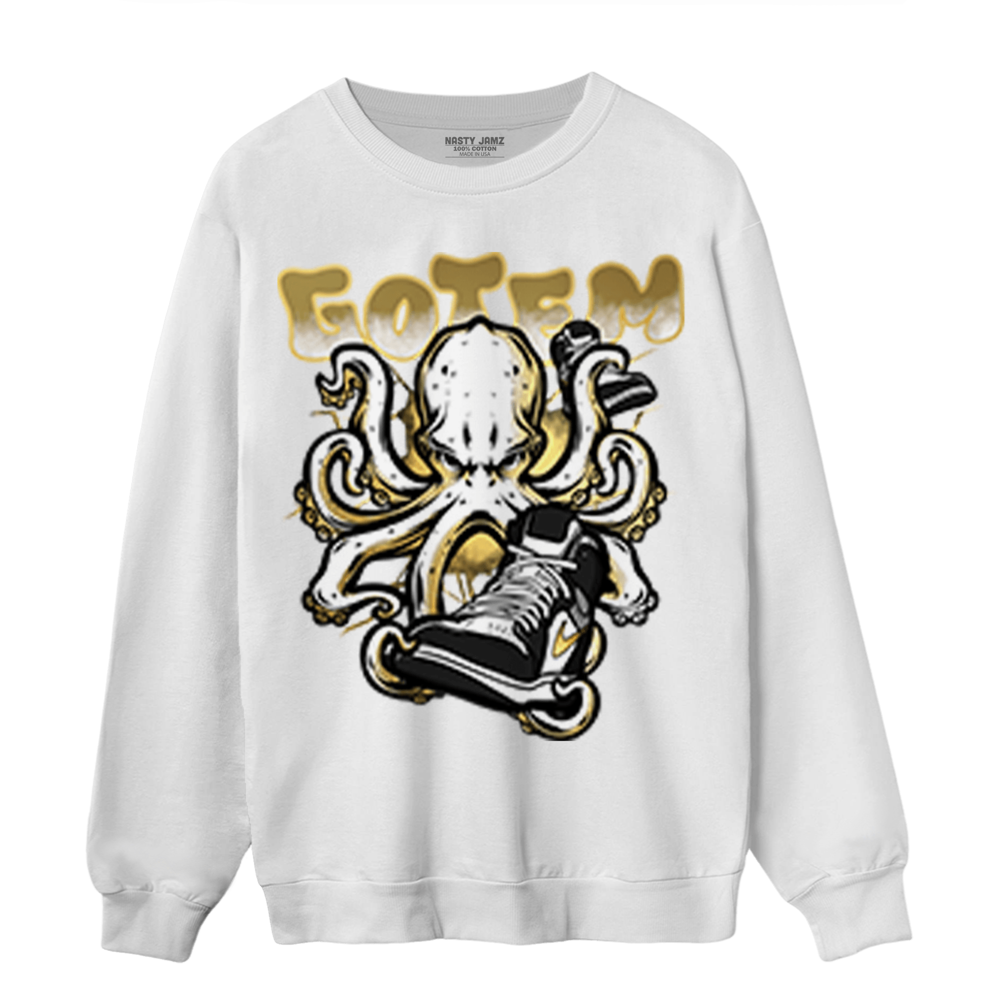 Mid SE Black Gold 1s Sweatshirt Match Octopus Got Em - NastyJamz