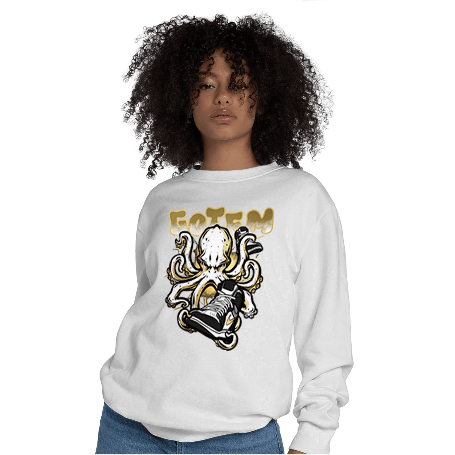 Mid SE Black Gold 1s Sweatshirt Match Octopus Got Em - NastyJamz