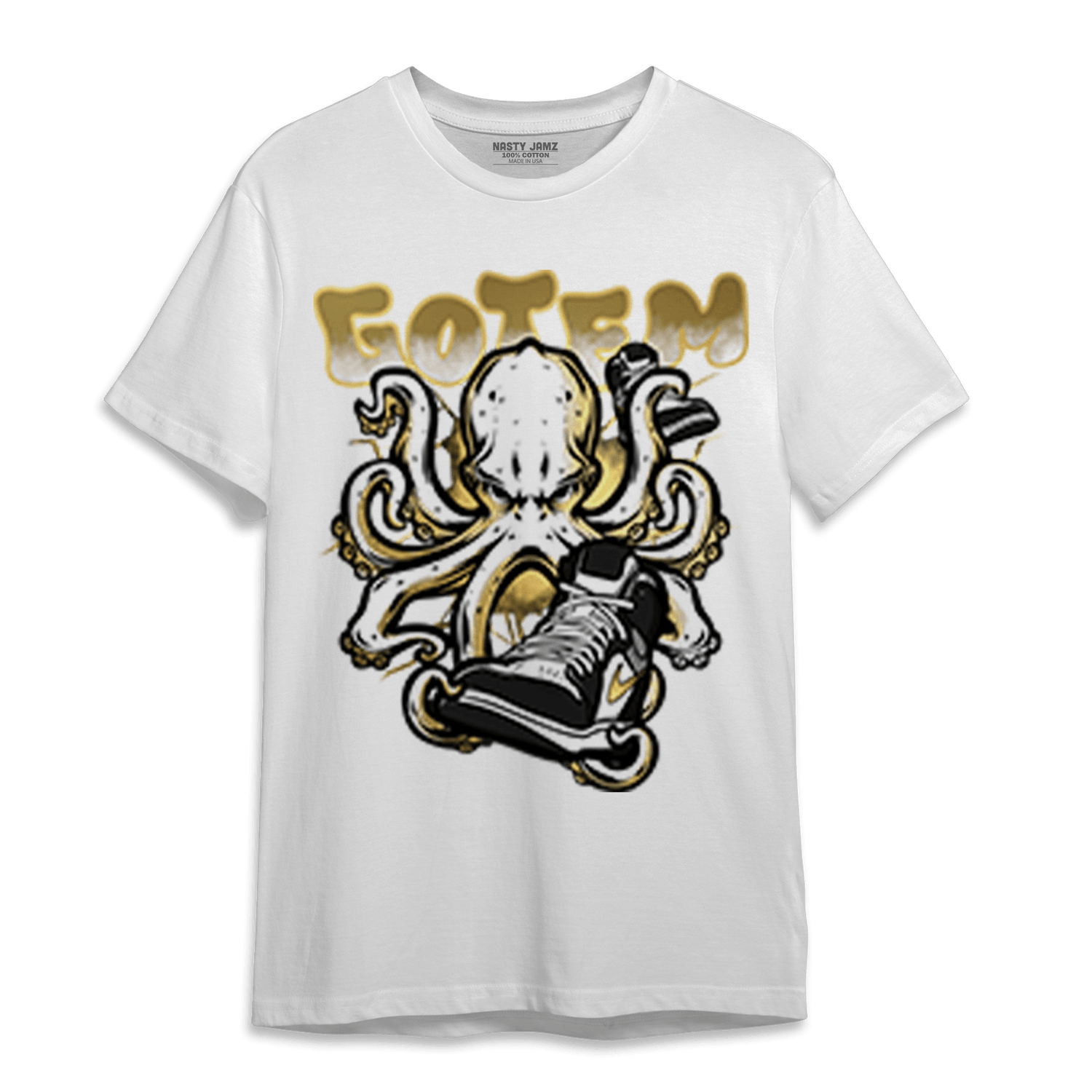Mid SE Black Gold 1s T Shirt Match Octopus Got Em - NastyJamz