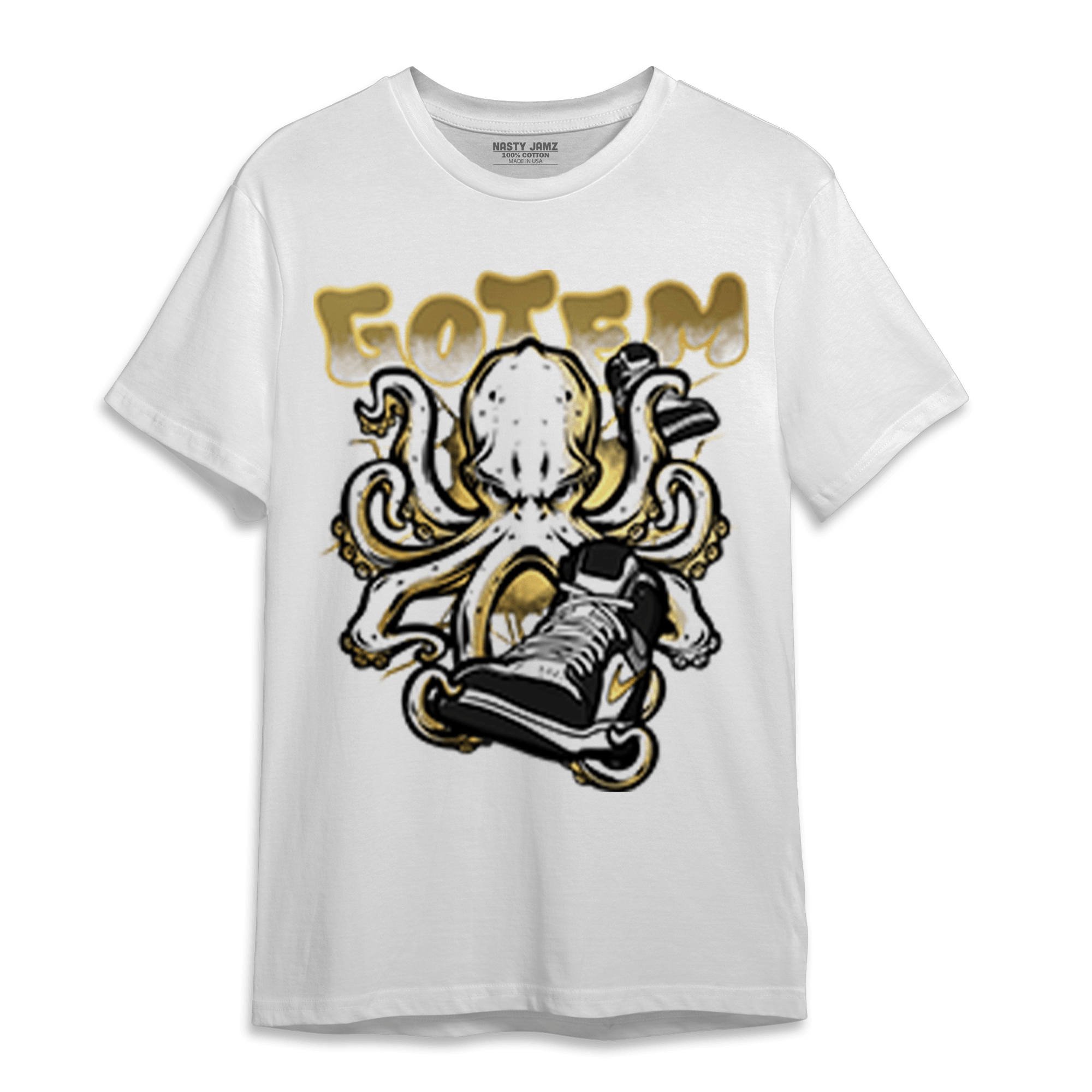 Mid SE Black Gold 1s T Shirt Match Octopus Got Em - NastyJamz