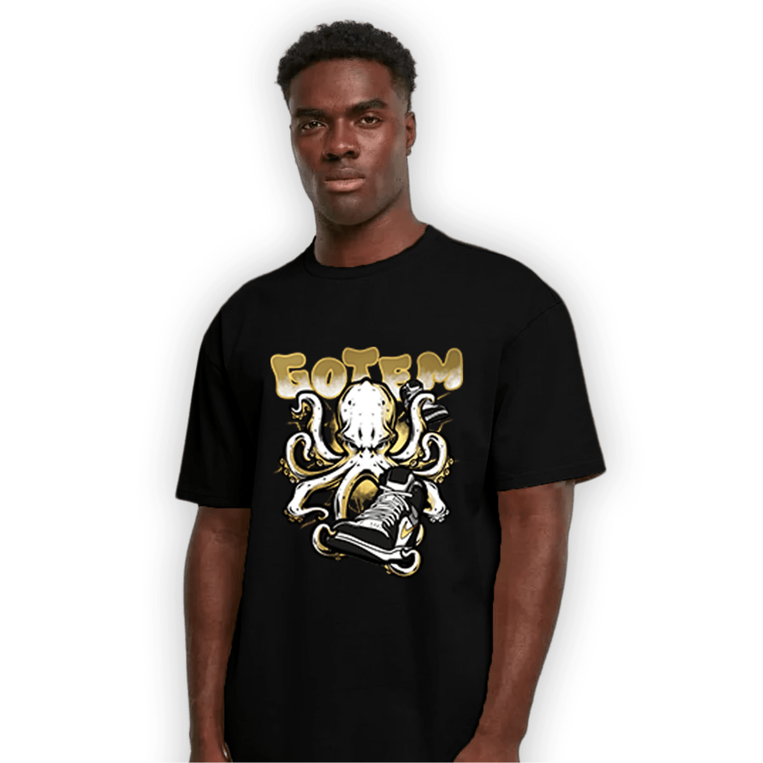 Mid SE Black Gold 1s T Shirt Match Octopus Got Em - NastyJamz