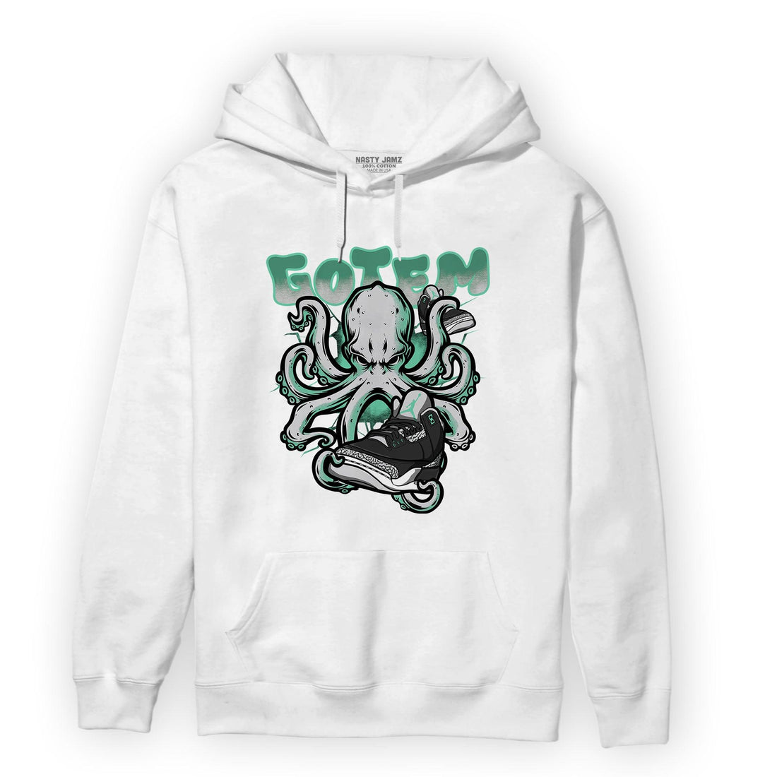 Green Glow 3s Hoodie Match Octopus Got Em - NastyJamz