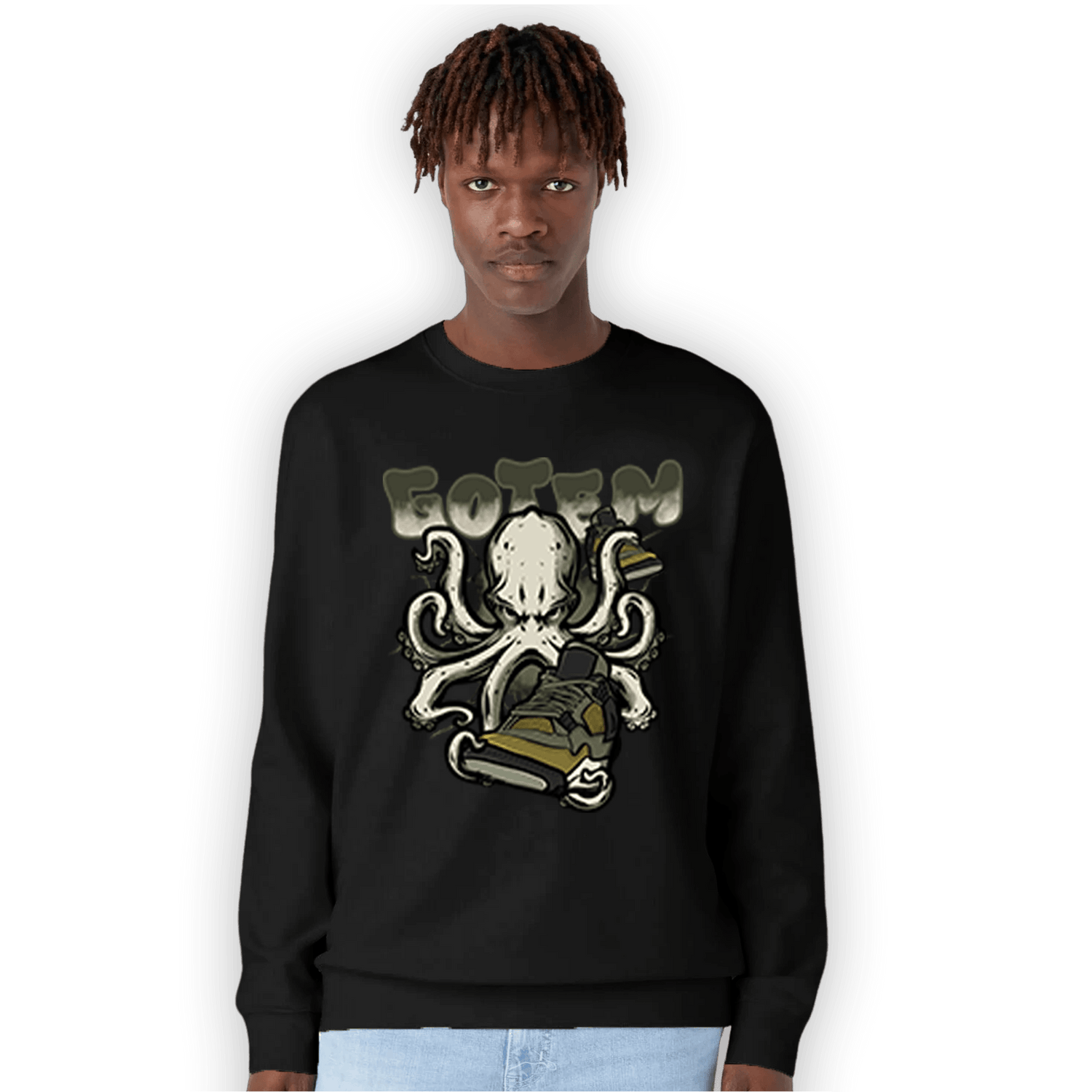 SE Craft Medium Olive 4s Sweatshirt Match Octopus Got Em - NastyJamz