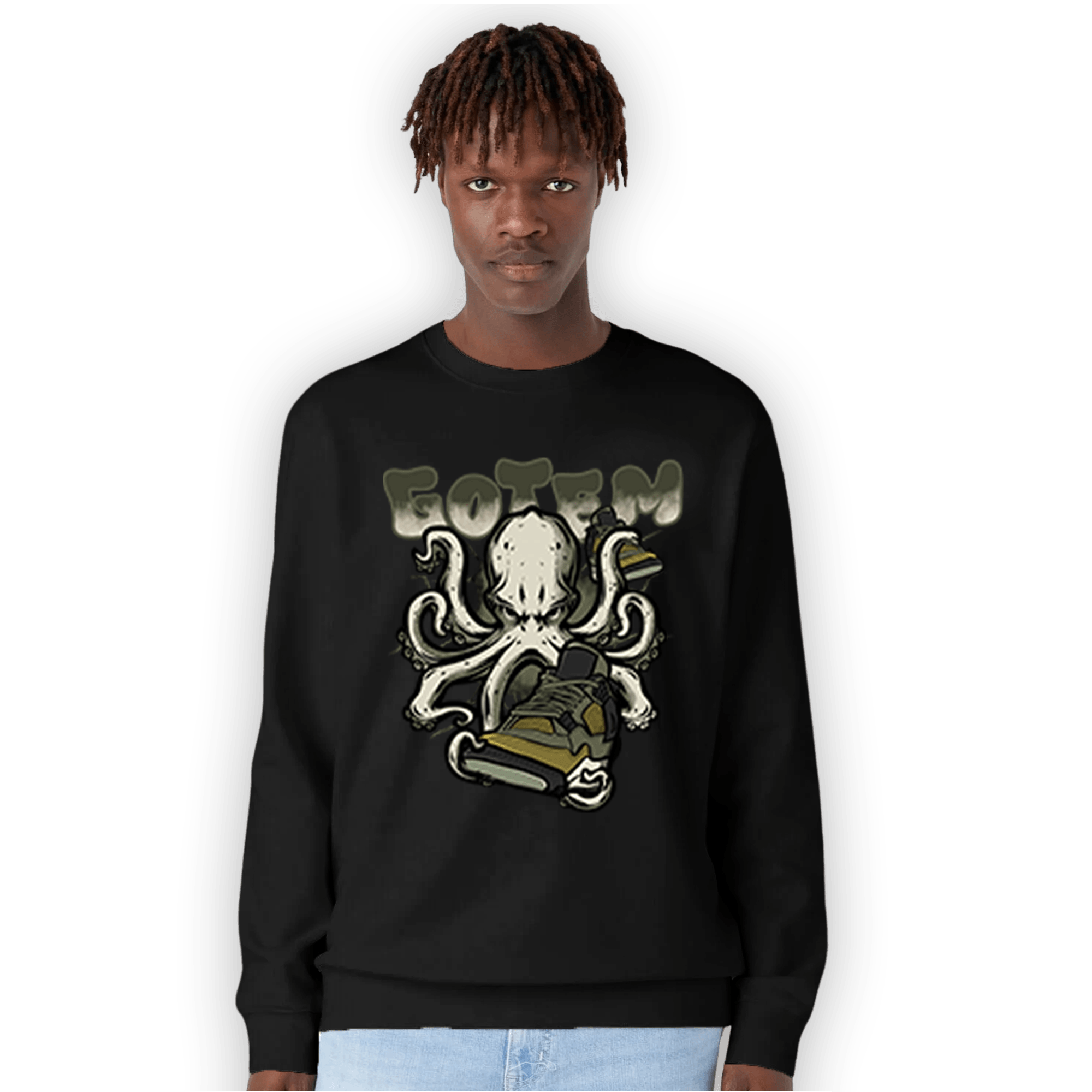 SE Craft Medium Olive 4s Sweatshirt Match Octopus Got Em - NastyJamz