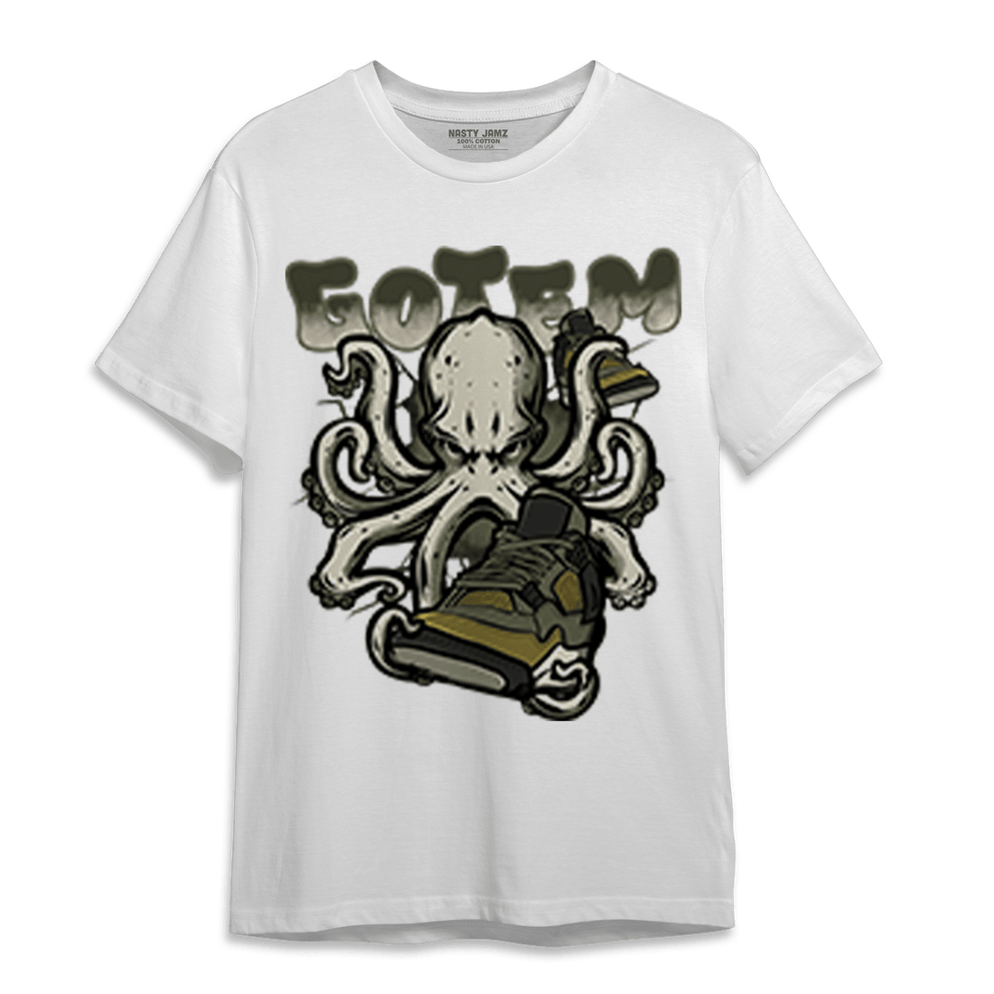 SE Craft Medium Olive 4s T Shirt Match Octopus Got Em - NastyJamz