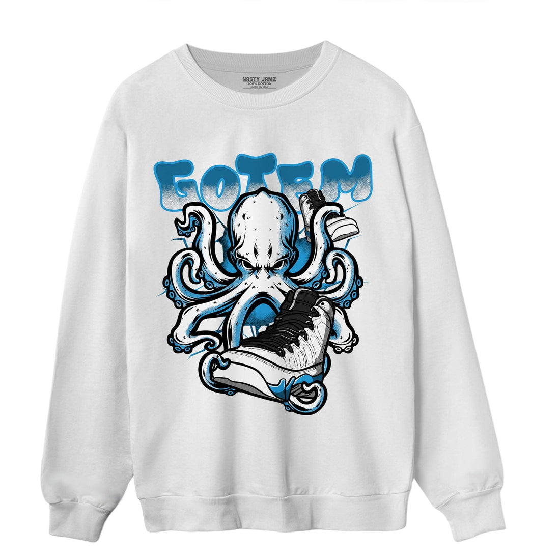 Powder Blue 9s Sweatshirt Match Octopus Got Em - NastyJamz