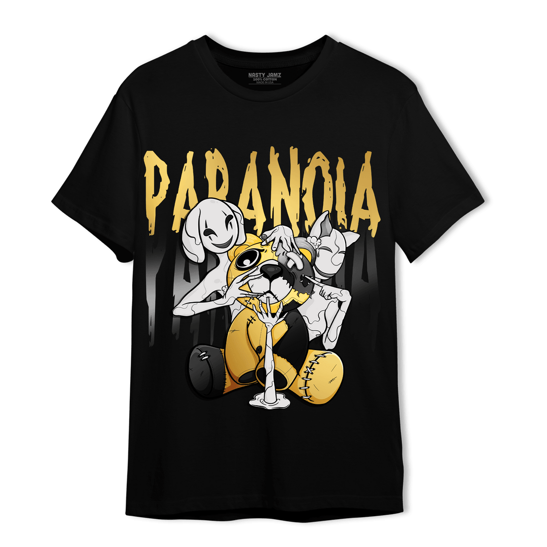 Mid SE Black Gold 1s T Shirt Match Paranoia BER - NastyJamz