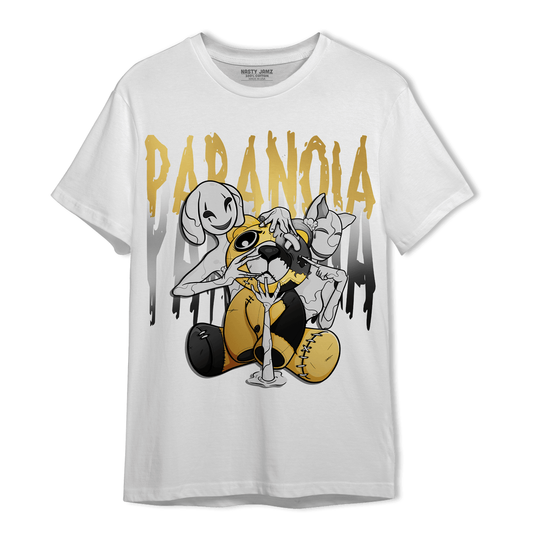 Mid SE Black Gold 1s T Shirt Match Paranoia BER - NastyJamz