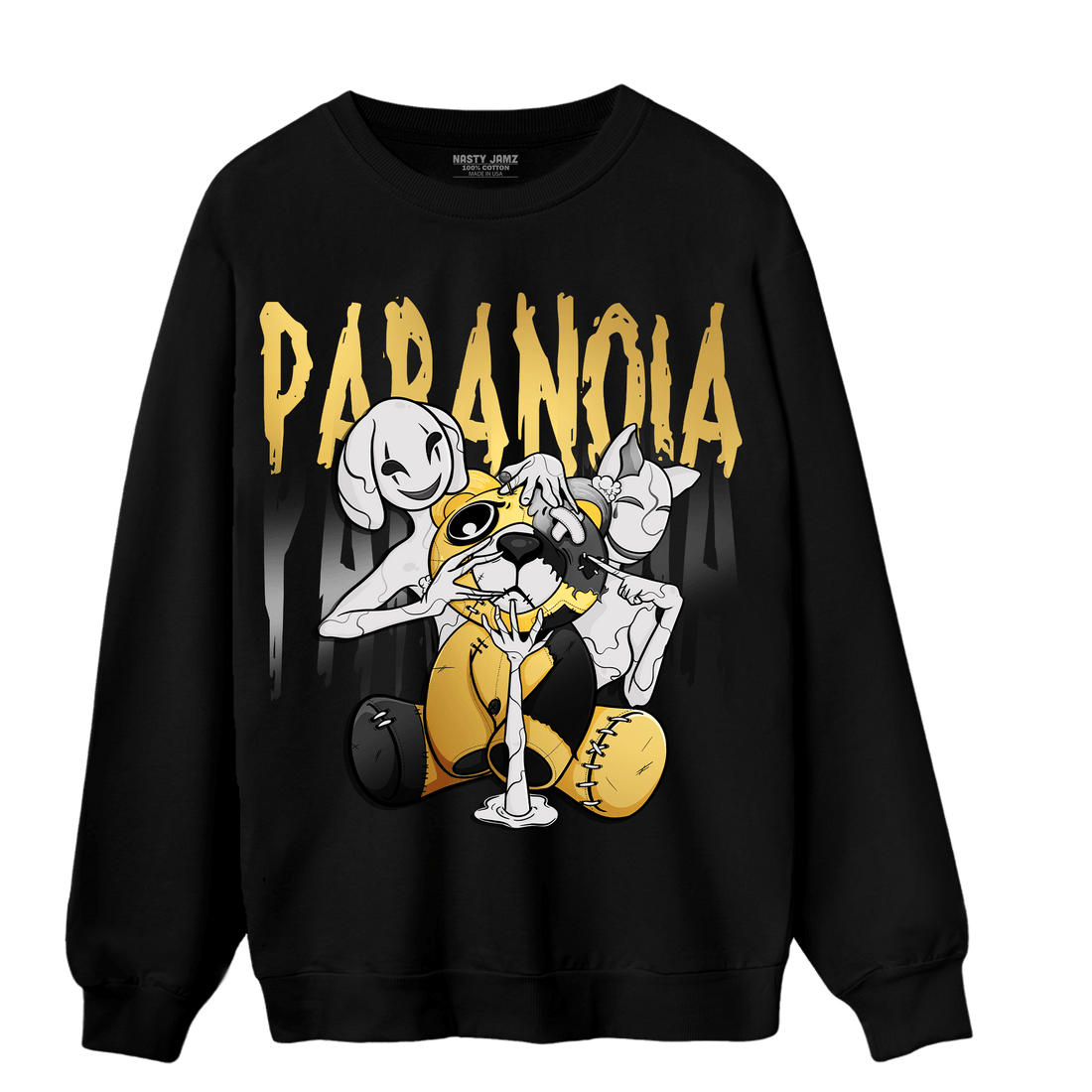 Mid SE Black Gold 1s Sweatshirt Match Paranoia BER - NastyJamz