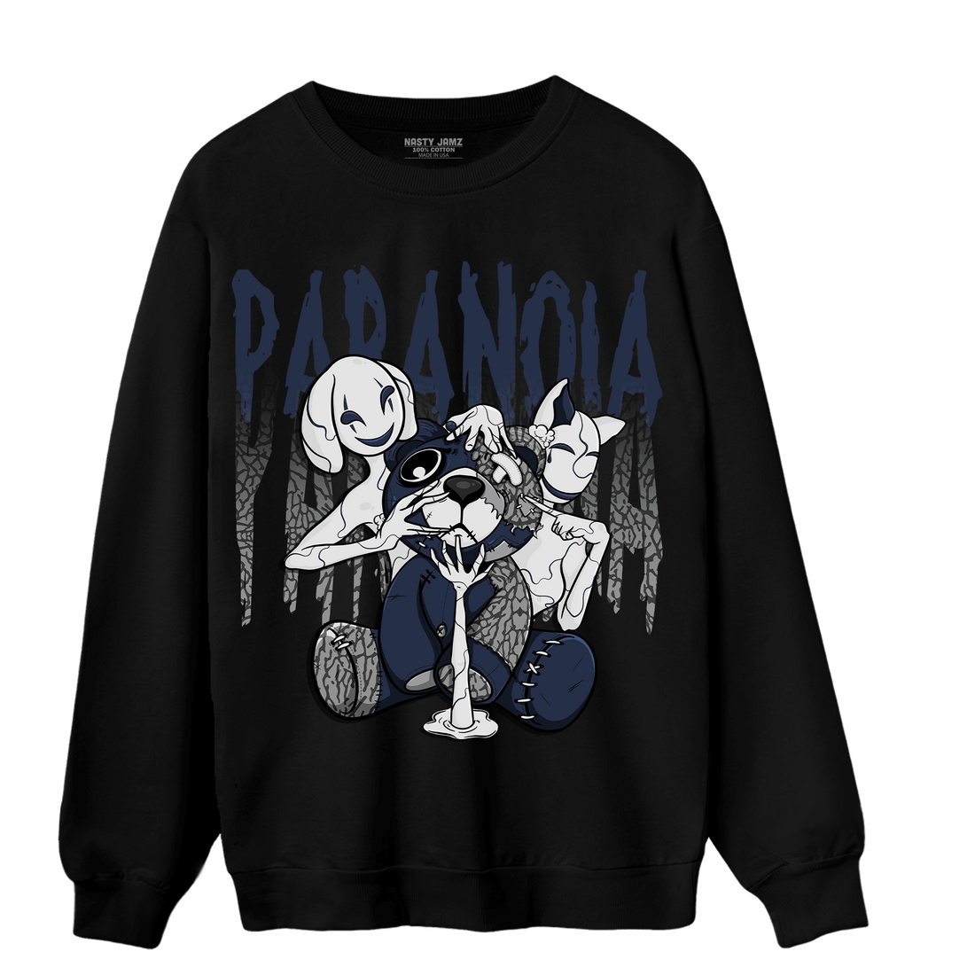 White Navy 3s Sweatshirt Match Paranoia BER - NastyJamz