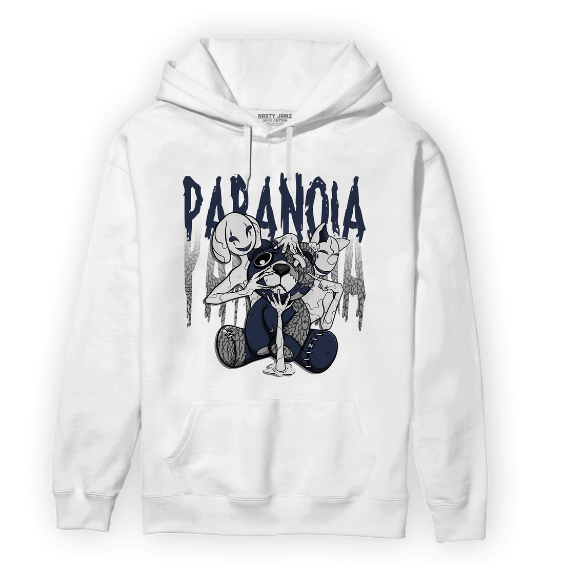 White Navy 3s Hoodie Match Paranoia BER - NastyJamz
