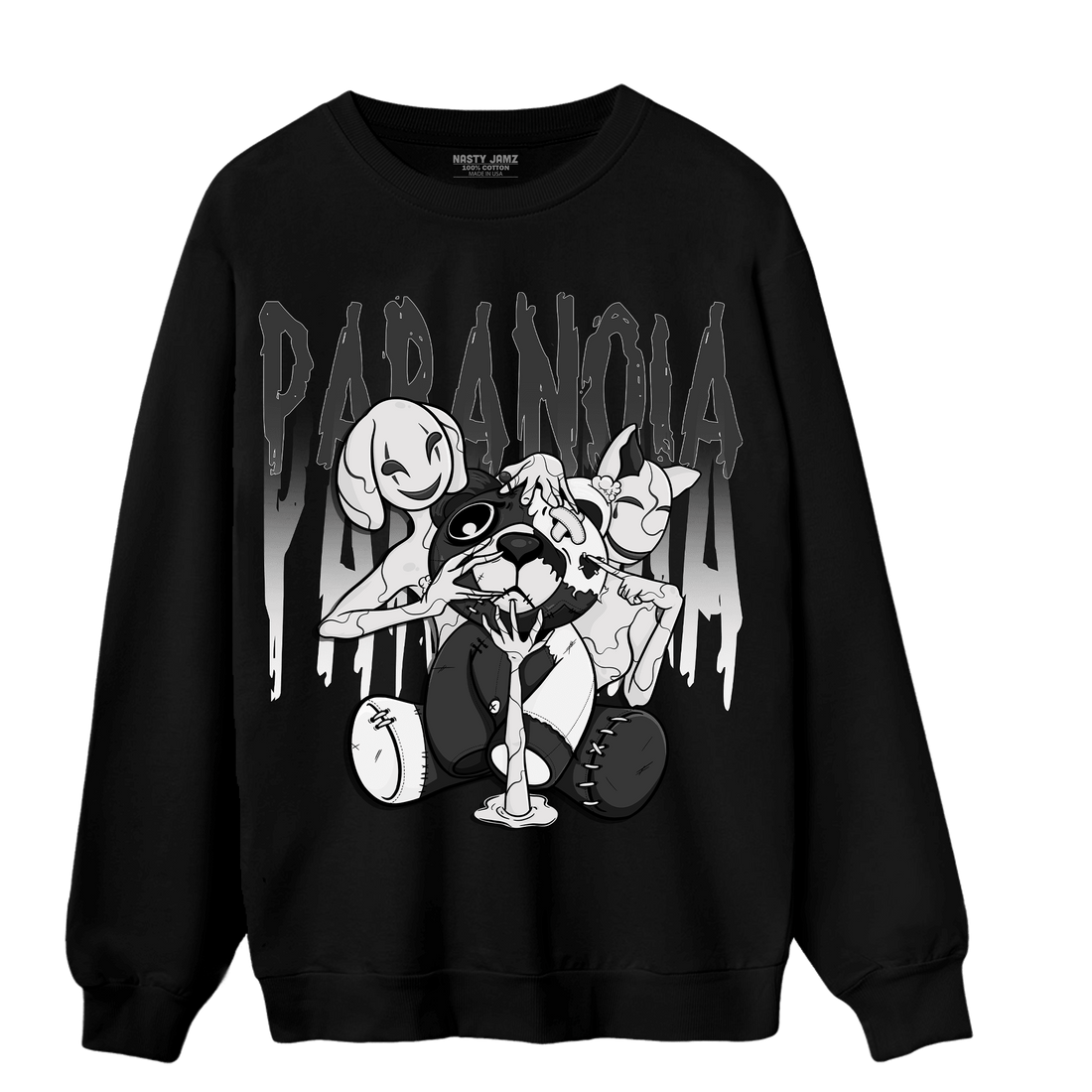 Black White 14s Sweatshirt Match Paranoia BER - NastyJamz