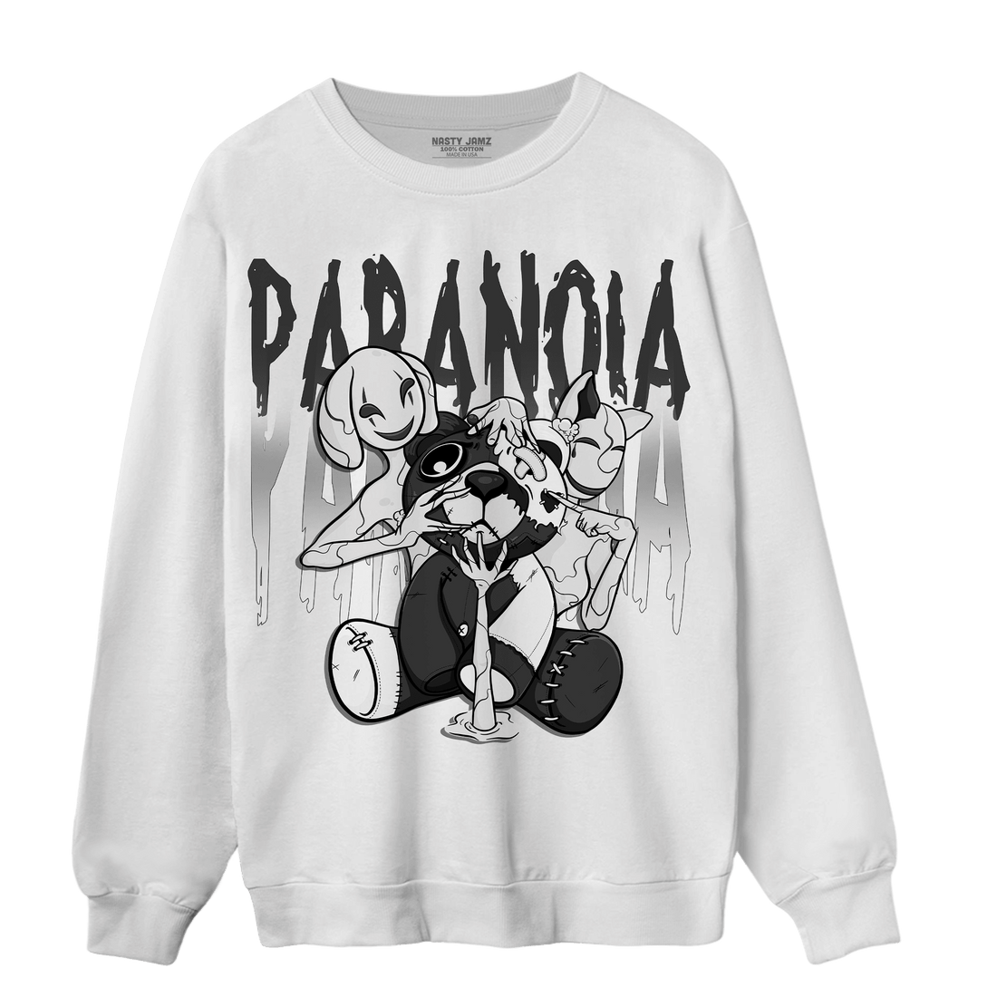 Black White 14s Sweatshirt Match Paranoia BER - NastyJamz