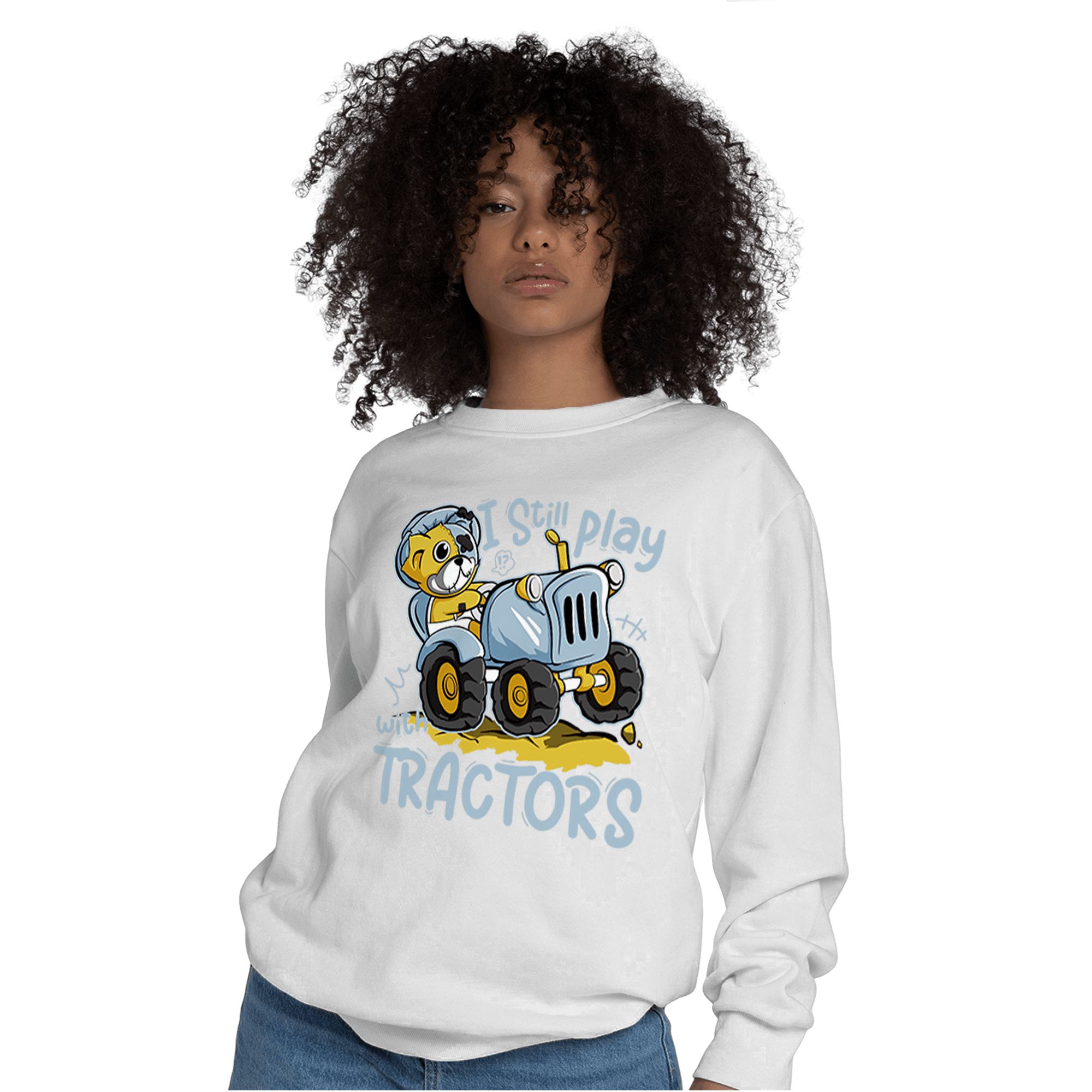 Blue Grey 13s Sweatshirt Match Play With Tractors BER - NastyJamz